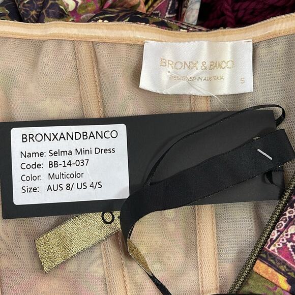 Bronx and Banco Selma Strapless Ruched Draped Fringe Mini Dress Size Small - Picture 9 of 10